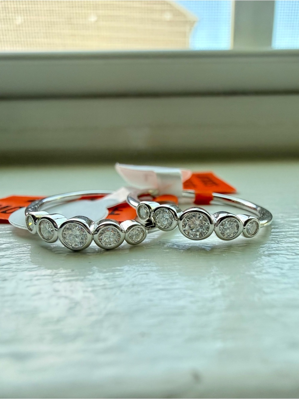 NWT Sterling Silver Bezel-Set Moissanite Stacking Ring - Size 7 OR 8 $300 retail